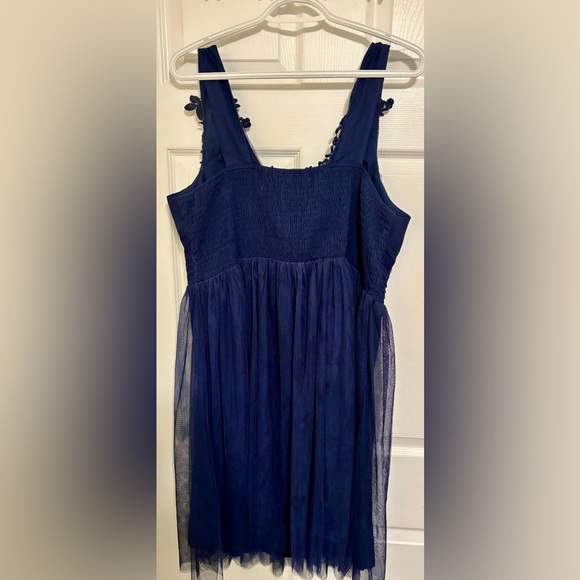 Bought from ModCloth, blue/navy, floral details, smocked back, knee-length, 1X - Picture 2 of 5